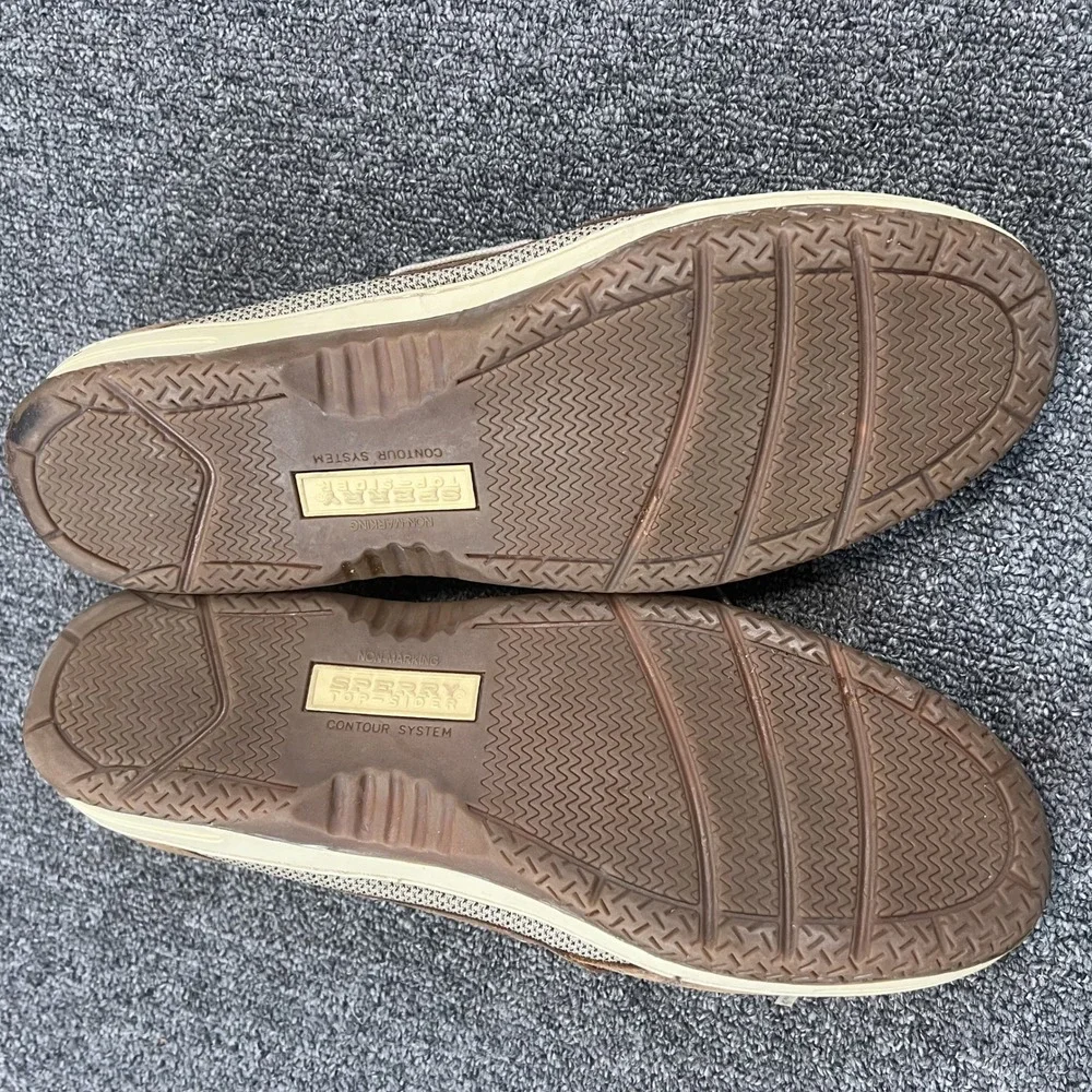 Sperry Top-Sider Billfish Boat Shoes 13M Brown Tan Leather Mesh Nautical Preppy